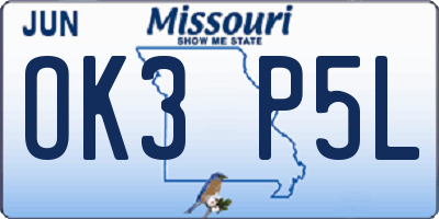 MO license plate OK3P5L
