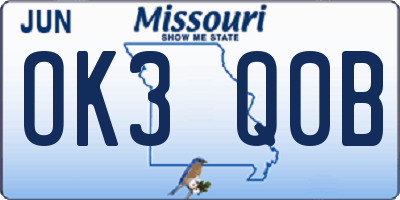 MO license plate OK3Q0B