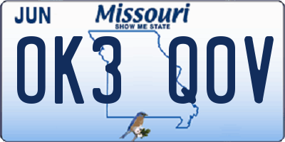 MO license plate OK3Q0V
