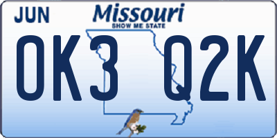 MO license plate OK3Q2K