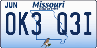 MO license plate OK3Q3I