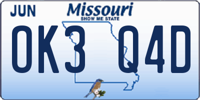 MO license plate OK3Q4D