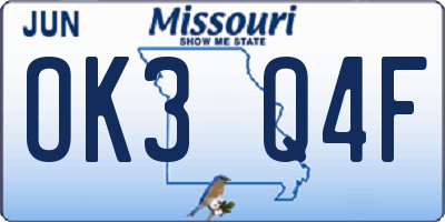 MO license plate OK3Q4F