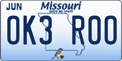 MO license plate OK3R0O