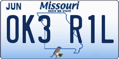 MO license plate OK3R1L