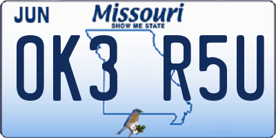 MO license plate OK3R5U