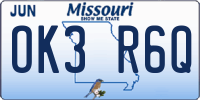 MO license plate OK3R6Q