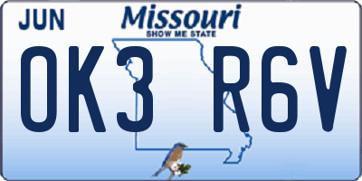 MO license plate OK3R6V
