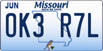 MO license plate OK3R7L