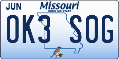 MO license plate OK3S0G