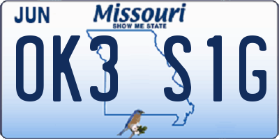 MO license plate OK3S1G