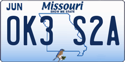 MO license plate OK3S2A