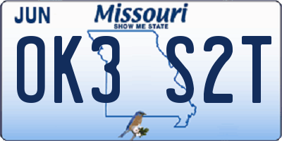 MO license plate OK3S2T