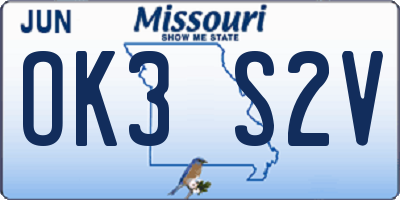 MO license plate OK3S2V