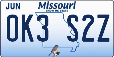 MO license plate OK3S2Z