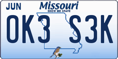 MO license plate OK3S3K
