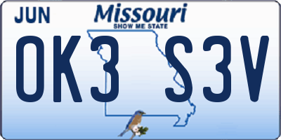 MO license plate OK3S3V