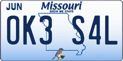 MO license plate OK3S4L