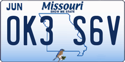 MO license plate OK3S6V