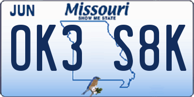 MO license plate OK3S8K