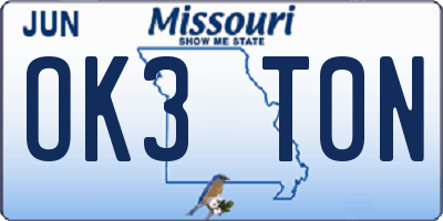 MO license plate OK3T0N