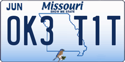 MO license plate OK3T1T