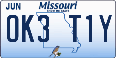 MO license plate OK3T1Y