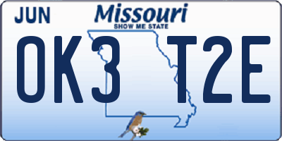 MO license plate OK3T2E