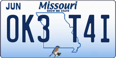 MO license plate OK3T4I
