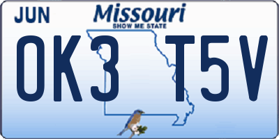 MO license plate OK3T5V