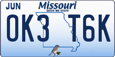 MO license plate OK3T6K