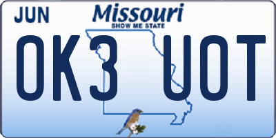 MO license plate OK3U0T