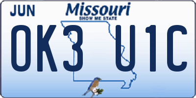 MO license plate OK3U1C
