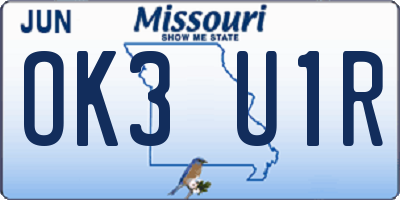 MO license plate OK3U1R