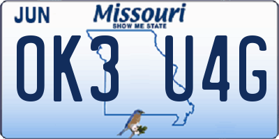 MO license plate OK3U4G