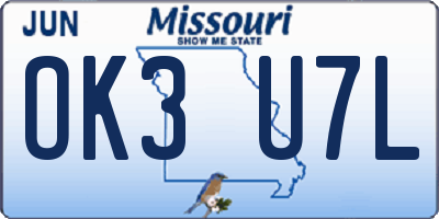MO license plate OK3U7L