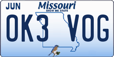 MO license plate OK3V0G