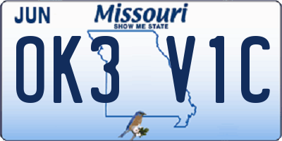 MO license plate OK3V1C