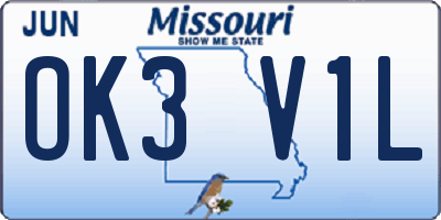 MO license plate OK3V1L