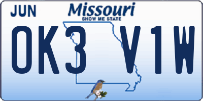 MO license plate OK3V1W