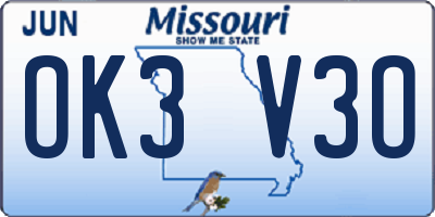MO license plate OK3V3O