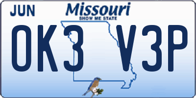 MO license plate OK3V3P