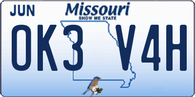 MO license plate OK3V4H