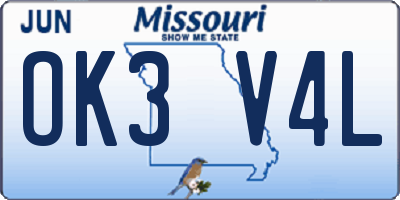MO license plate OK3V4L