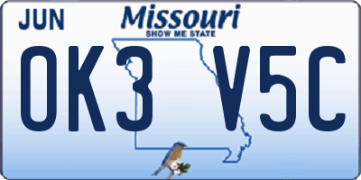 MO license plate OK3V5C
