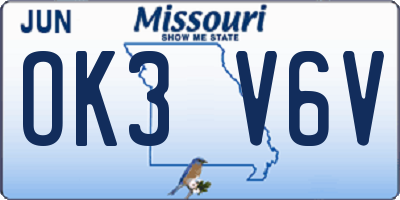 MO license plate OK3V6V