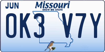 MO license plate OK3V7Y