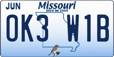 MO license plate OK3W1B