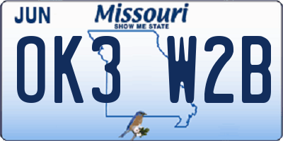 MO license plate OK3W2B
