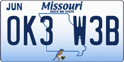 MO license plate OK3W3B